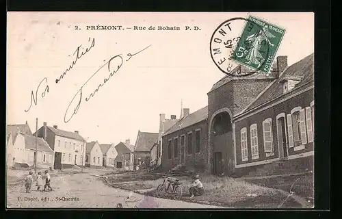 AK Prémont, Rue de Bohain, Strassenpartie