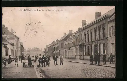 AK Bohain, Rue de la République, Strassenpartie