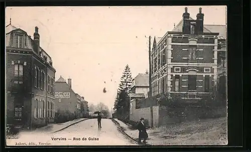 AK Vervins, Rue de Guise, Strassenpartie