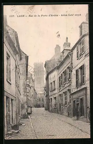 AK Laon, Rue de la Porte d`Ardon, Strassenpartie