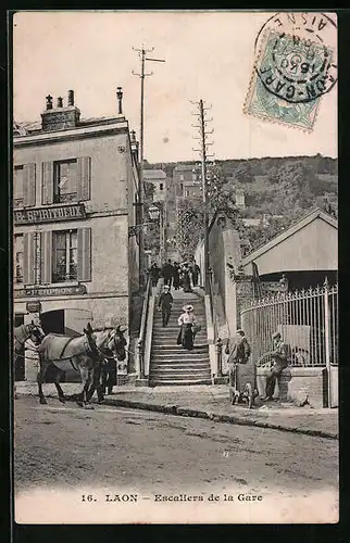 AK Laon, Escaliers de la Gare