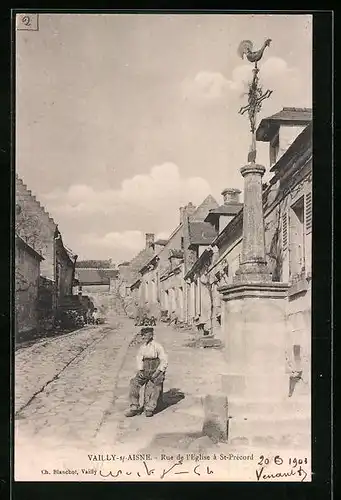 AK Vailly-sur-Aisne, Rue de l`Eglise à St. Précord
