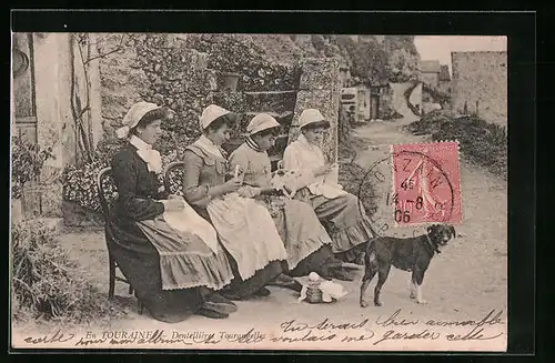 AK Touraine, Dentellières Tourangelles, Frauen klöppeln Spitze