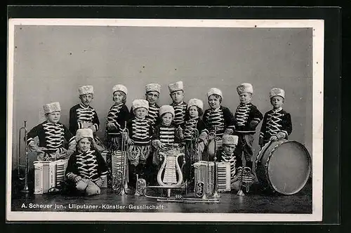 AK A. Scheuer jun., Liliputaner-Künstler-Gesellschaft