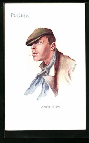 AK Charmanter Pülcher mit Zigarette, Wiener Stadttypen