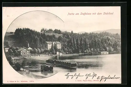 AK Murnau, Staffelsee mit Stahlbad