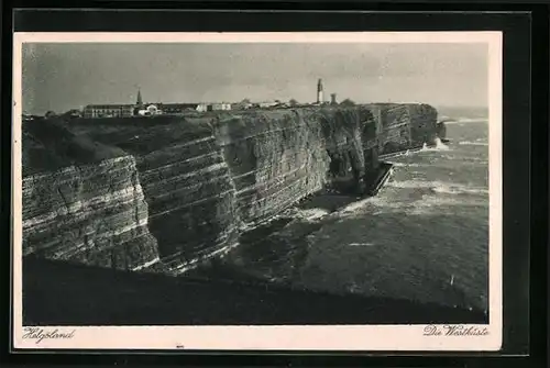 AK Helgoland, Panoramablick auf die Westküste