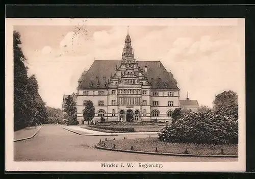 AK Minden i. W., Blick vom Park zur Regierung