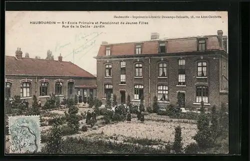 AK Haubourdin, Ecole Primaire et Pensionnat de Jeunes Filles, Rue de la Deûle, Jardin