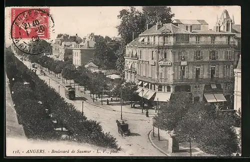 AK Angers, Boulevard de Saumur et Tramways, Strassenbahn