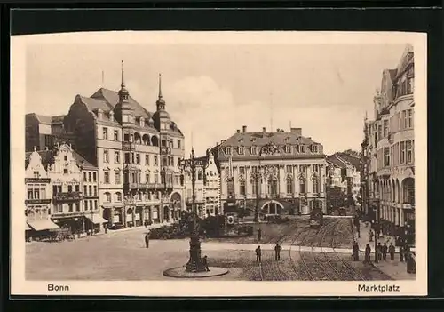AK Bonn, Strassenbahn auf dem Marktplatz