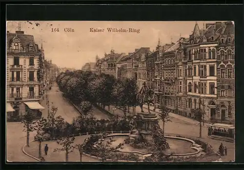 AK Köln, Kaiser-Wilhelm-Ring mit Strassenbahn