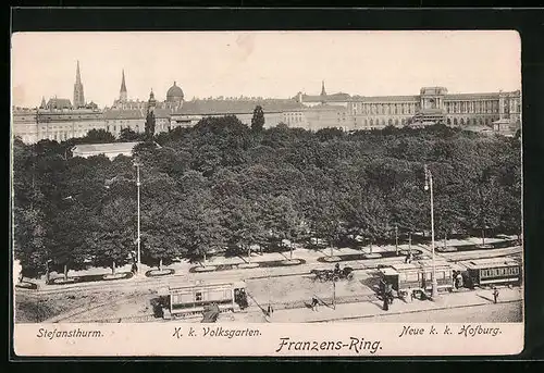 AK Wien, Franzens-Ring mit Strassenbahnen