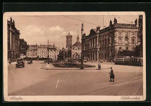 AK Berlin, Schlossplatz mit Strassenbahn