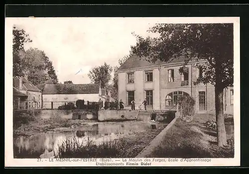 AK Le Mesnil-sur-l`Estrée, Le Moulin des Forges, Ecole d`Apprentissage, Etablissements Frimin Didot