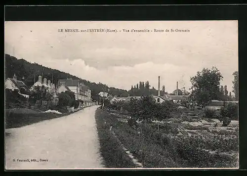 AK Le Mesnil-sur-l`Estrée, Vue d`ensemble, Route de St-Germain