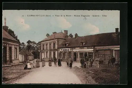 AK Illiers-l`Évêque, Place de la Mairie, Maison Frageole, Epicerie-Tabac