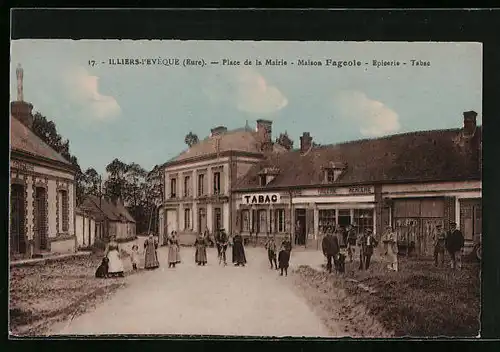 AK Illiers-l`Évêque, Place de la Mairie, Maison Fageole, Epicerie-Tabac