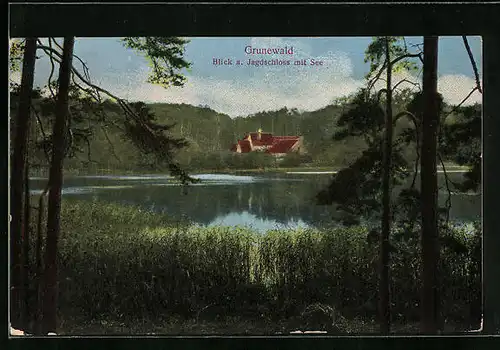 AK Grunewald, Blick auf Jagdschloss mit See