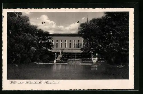 AK Weimar, Rückseite der Stadthalle