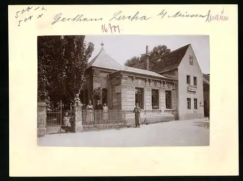 Fotografie Brück & Sohn Meissen, Ansicht Lercha, Gasthaus zu Lercha Inh. Adolph Thomas