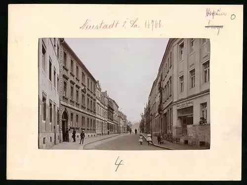 Fotografie Brück & Sohn Meissen, Ansicht Neustadt i. Sa., Sebnitzerstrasse, Milch - und Butterhandlung Oskar Donath