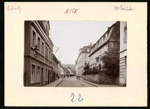 Fotografie Brück & Sohn Meissen, Ansicht Sebnitz, Hertigswalderstrasse mit Gasthaus Zum Deutschen Krug