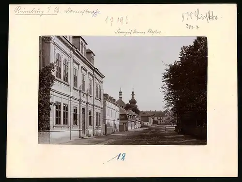 Fotografie Brück & Sohn Meissen, Ansicht Rumburg / Böhmen, Franziskaner Kloster mit Strassenansicht
