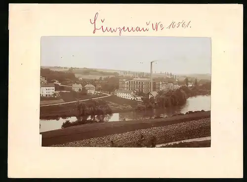 Fotografie Brück & Sohn Meissen, Ansicht Lunzenau, Fabrik am Ufer der Mulde