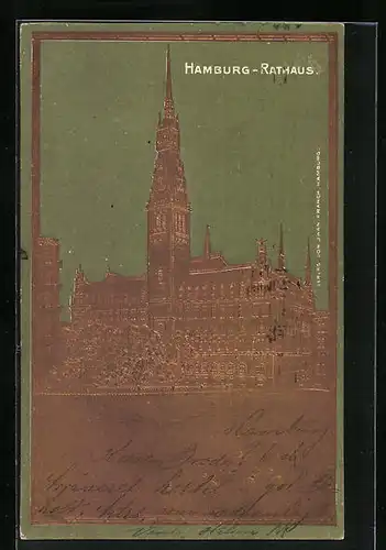Relief-AK Hamburg, Ansicht des Rathauses