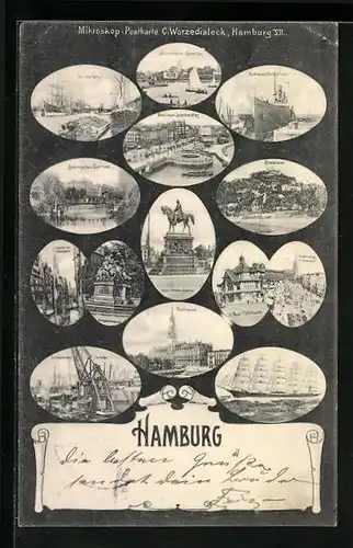 AK Hamburg, Ortsansichten mit Rathaus und Hafen