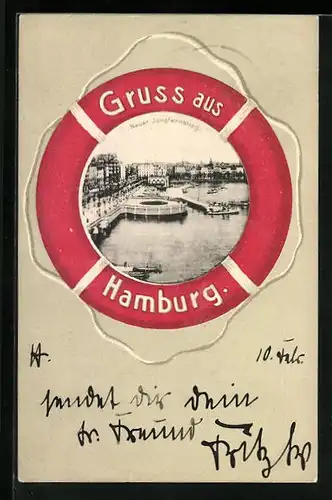 AK Hamburg-Neustadt, Gruss aus Hamburg mit Neuen Jungfernstieg