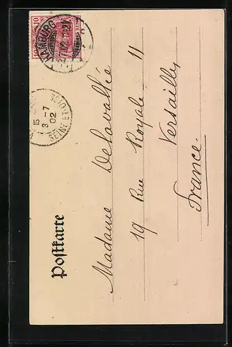 AK Hamburg-Neustadt, Jungfernstieg mit Fahne und Wappen