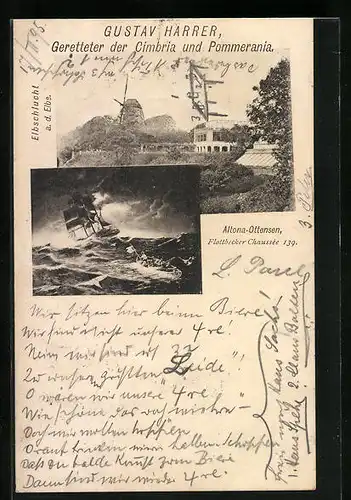 Vorläufer-AK Altona-Ottensen, 1895, Flottbecker Chausée 139, Elbschlucht a. d. Elbe, Gustav Harrer