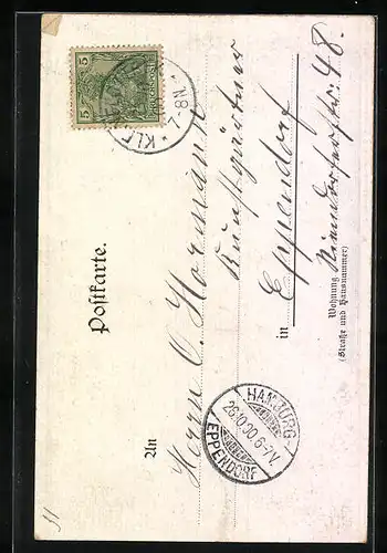 AK Hamburg, Ansicht des Rathauses mit Uferpartie