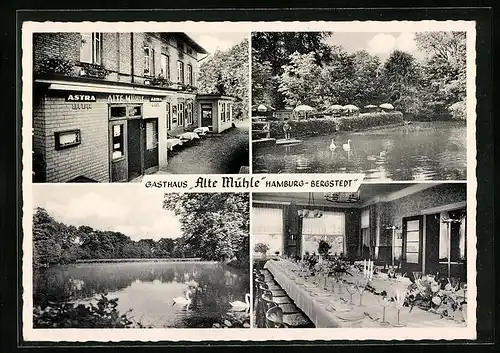 AK Hamburg-Bergstedt, Gasthaus Alte Mühle mit Uferpartie