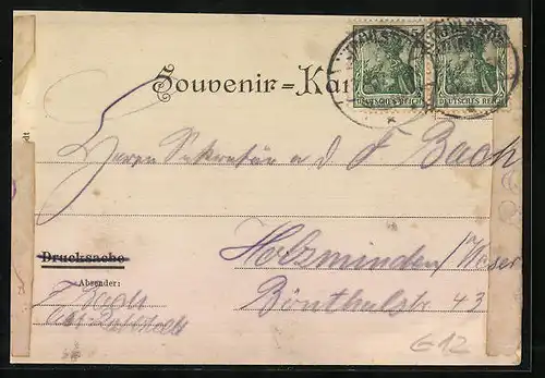 AK Hamburg-Altrahlstedt, Kirche und Katzenstieg mit Passanten