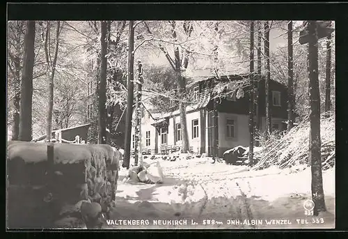 AK Neukirch, Gasthaus Valtenberg im Winter