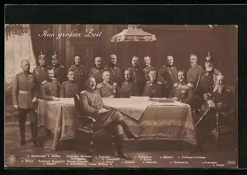 AK Kaiser Wilhelm II. mit seinen Heerführern am Kartentisch