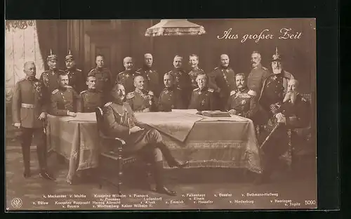 AK Der Kaiser Wilhelm II. mit seinen Heerführern am Tisch