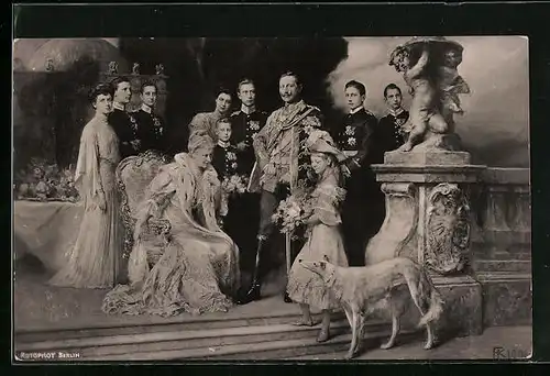AK Kaiser Wilhelm II. mit Familie und Hund