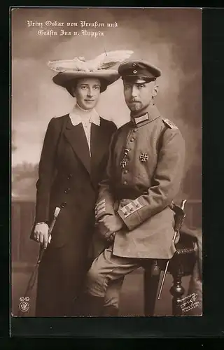 AK Prinz Oskar von Preussen mit Gräfin Ina v. Ruppin