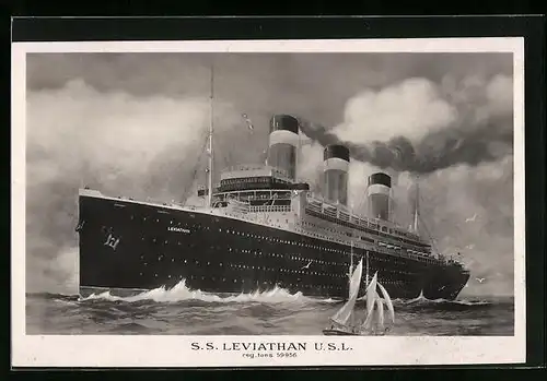 AK Passagierschiff SS Leviathan der U.S.L. in voller Fahrt