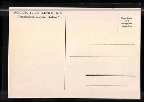 Künstler-AK Passagierschiff Lützow des Nordd. Lloyds Bremen in der Dämmerung