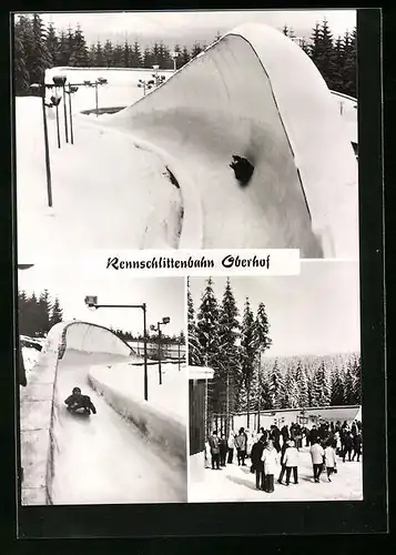 AK Oberhof, Rennschlittenbahn, Mehrfachansicht