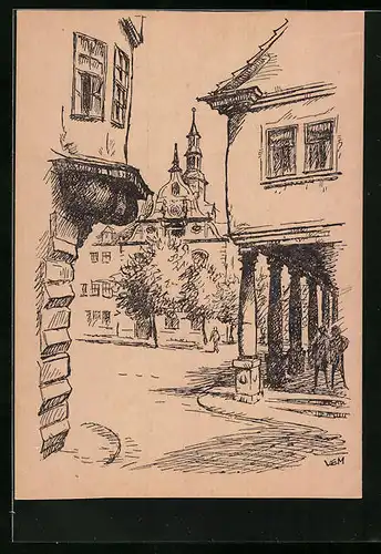 Künstler-AK Arnstadt, Am Markt