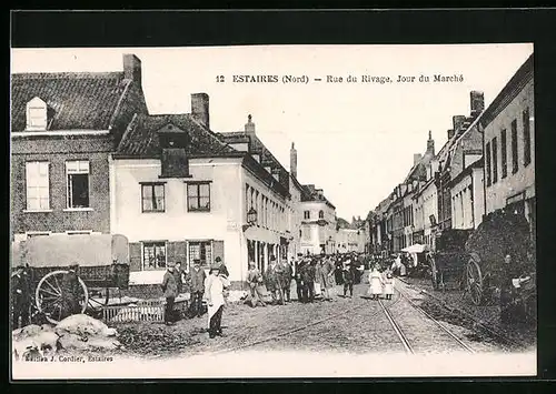 AK Estaires, Rue du Rivage, Jour du Marché