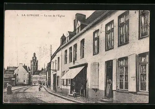 AK La Gorgue, La rue de l`Eglise