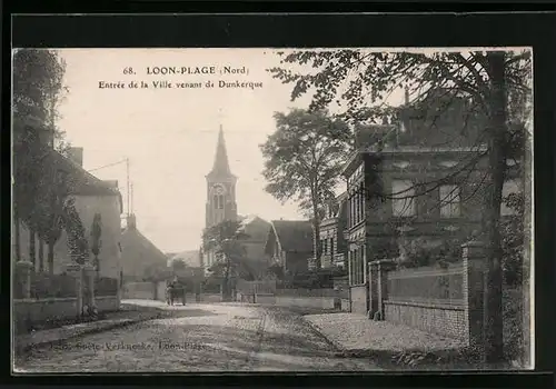 AK Loon-Plage, Entrée de la Ville venant de Dunkerque