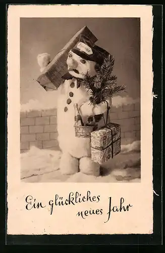 AK Schneemann als Briefträger